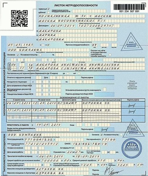 Популярные коды больничного листа в 2024 году