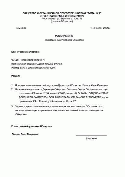 Образец дополнительного соглашения о смене директора в 2024 году